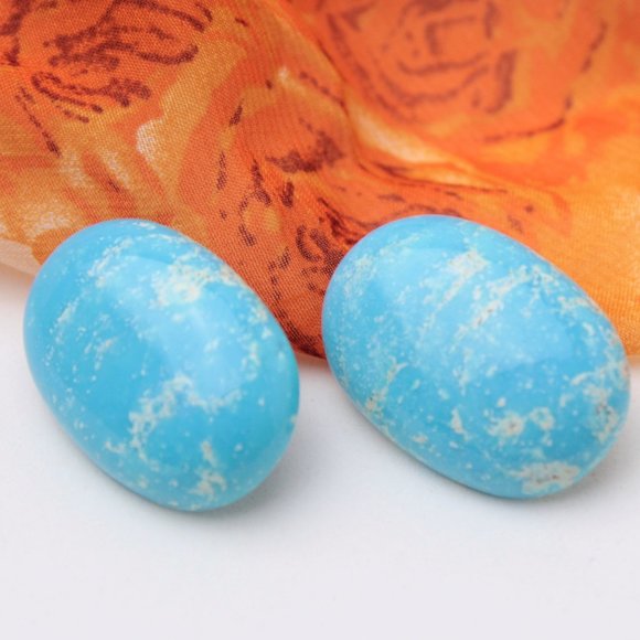 🌹Vintage Glorius sky blue oval shape stud earring - Picture 7 of 15